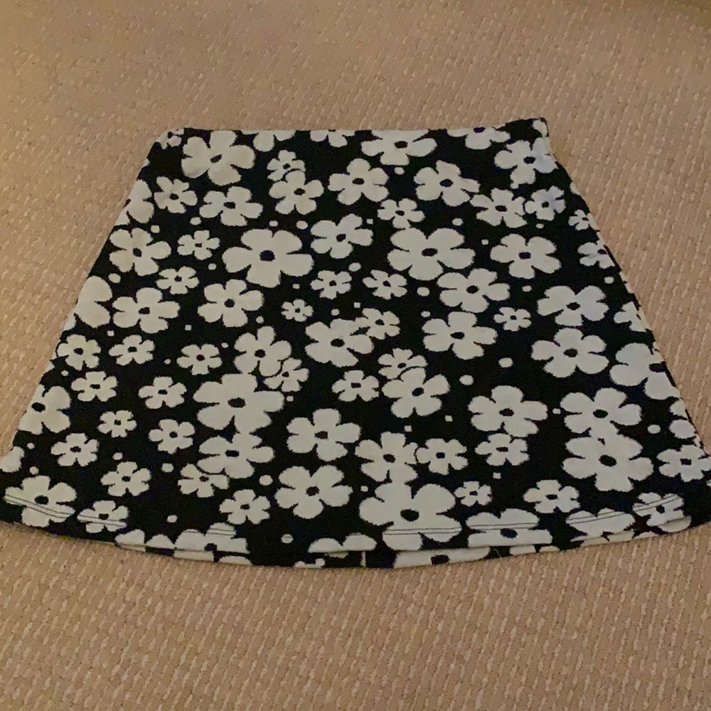 Black and white floral skirt